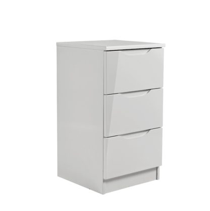 An Image of Legato 3 Drawer Bedside Table - Grey Gloss