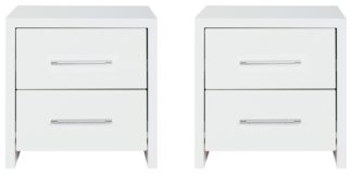 An Image of Habitat Broadway Gloss 2 Bedside Tables Set - White