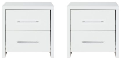An Image of Habitat Broadway Gloss 2 Bedside Tables Set - White