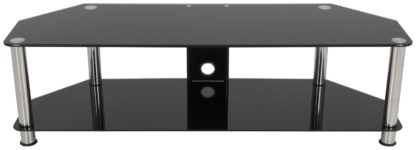 An Image of AVF Classic Up to 65 Inch Glass TV Stand - Black and Chrome