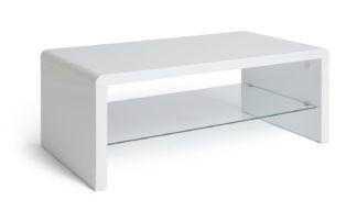 An Image of Habitat Sleigh 1 Shelf Coffee Table - White Gloss