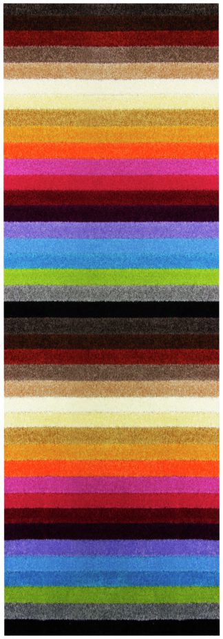 An Image of Linea Stripe Washable Runner - 200 x 66cm - Rainbow.