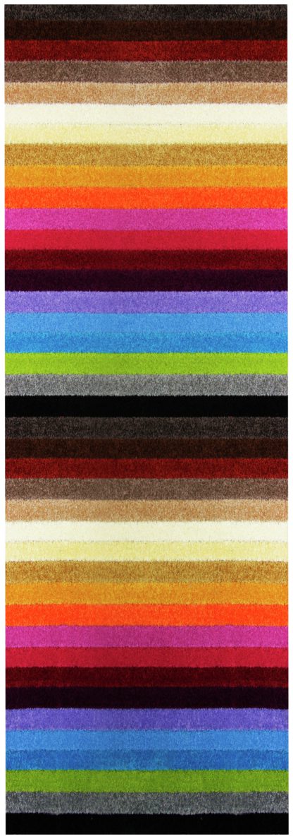 An Image of Linea Stripe Washable Runner - 200 x 66cm - Rainbow.