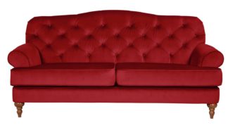 An Image of Habitat Valerie 3 Seater Velvet Sofa - Flame