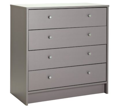 An Image of Habitat Malibu 4 Drawer Wide Chest - Grey