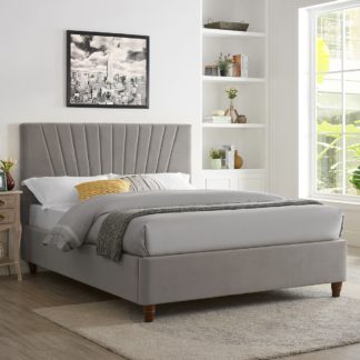 An Image of Lexie Silver Velvet Bed Frame Silver