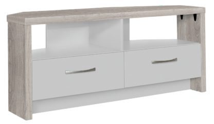 An Image of Habitat Venice 2 Drawer Large Corner TV Unit - Grey