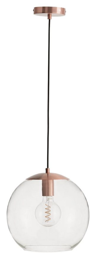 An Image of Habitat Coleman Glass Pendant Light - Copper