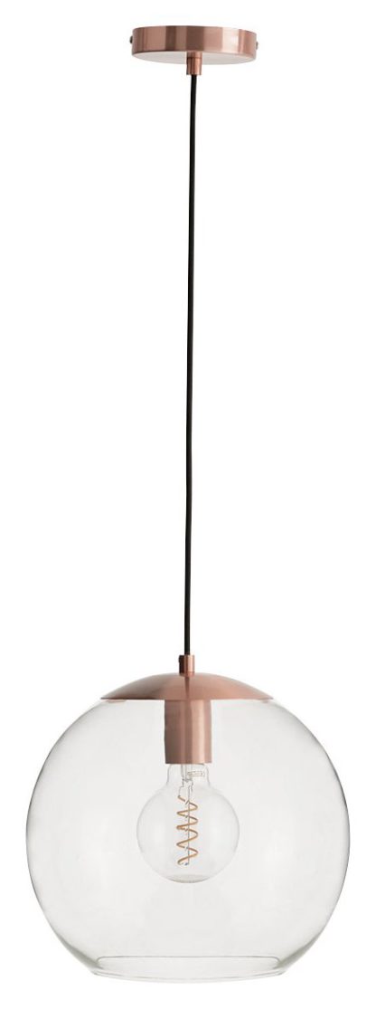 230e731a523275997497735077f671ad8df77482655fa35398abd385a774f621.jpg An Image of Habitat Coleman Glass Pendant Light - Copper