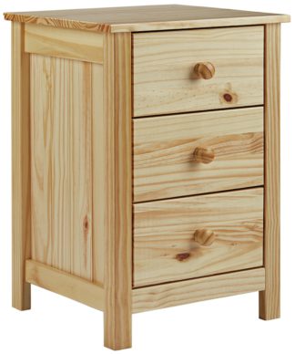 An Image of Habitat Scandinavia 3 Drawer Bedside Table - Pine