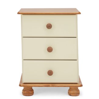 An Image of Colburn Cream 3 Drawer Bedside Table Natural/Cream
