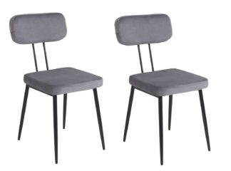 An Image of Argos Home Beatrice Pair of Velvet Dining Chairs - Grey