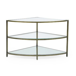 An Image of Claudia Brass Effect Corner TV Stand Gold