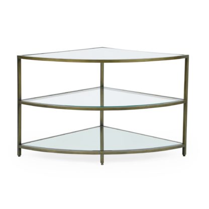 An Image of Claudia Brass Effect Corner TV Stand Gold