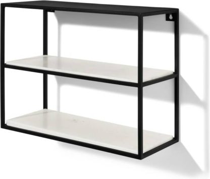 An Image of Dordie 2-Tier Wall-Mounted Storage Shelf Unit, Marble & Metal