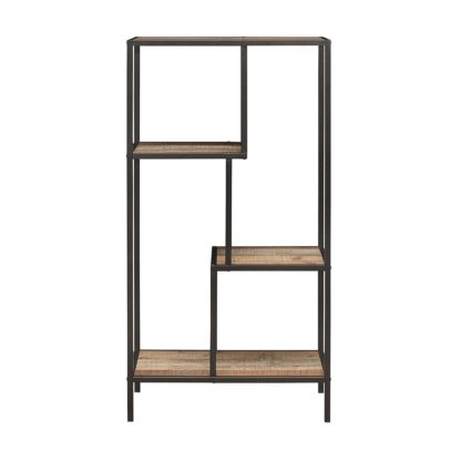 An Image of Urban Rustic Medium Shelving Unit Brown and Black