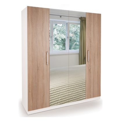 An Image of Euston Mirrored Double Wardrobe White/Natural