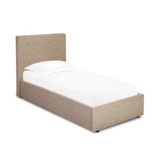 An Image of Lucca Beige Upholstered Bed Frame Beige