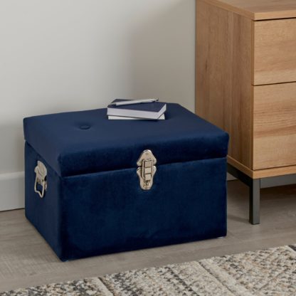 An Image of Luxe Navy Velvet Trunk Navy