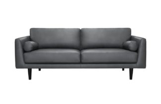 An Image of Habitat Jackson 4 Seater Leather Sofa - Grey
