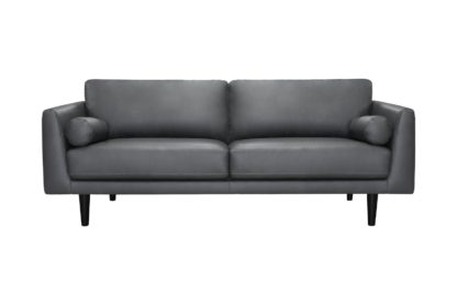 An Image of Habitat Jackson 4 Seater Leather Sofa - Grey