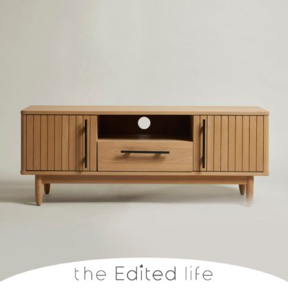 An Image of Akina Oak Wide TV Stand Light Oak