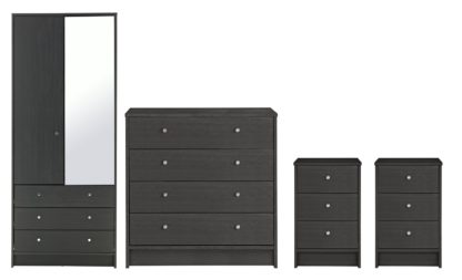 An Image of Habitat Malibu 4 Pc 2 Dr Wardrobe Set - Black Oak Effect