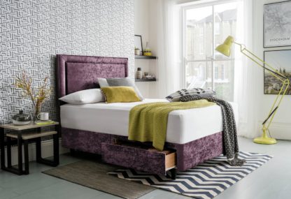 An Image of Silentnight Toulouse Velvet Kingsize 2 Drawer Divan - Purple