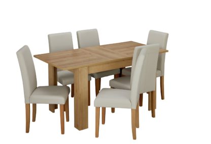 An Image of Habitat Miami Extending Table & 6 Chocolate Chairs