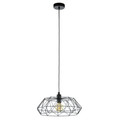 An Image of Eglo Carlton 2 Wire Pendant Light - Black