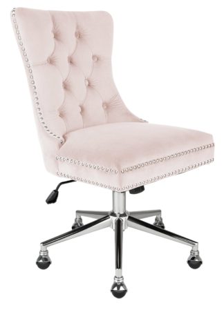 An Image of Argos Home Princess Velvet Handleback Office Chair - Pink