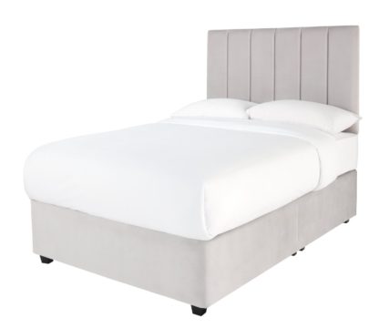 25e184d7631374070653014916bb10110946a11fe6052db396861dca3a91163f.jpg An Image of Forty Winks Velvet 1000 Pocket Silver Divan - Double