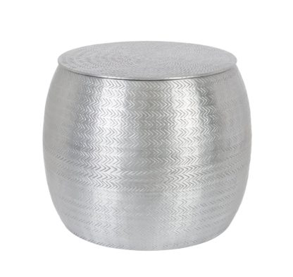 An Image of Habitat Sona Silver Storage Hammered Aluminium Side Table