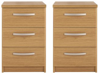 An Image of Habitat Hallingford 2 Bedside Tables Set - Oak Effect