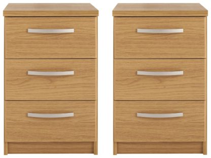 An Image of Habitat Hallingford 2 Bedside Tables Set - Oak Effect