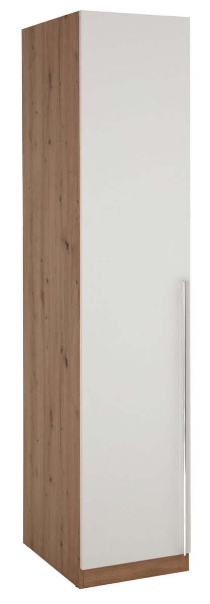 An Image of Habitat Munich 1 Door Wardrobe - White & Oak Effect