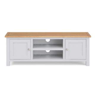 An Image of Bromley White Wide TV Stand White and Brown