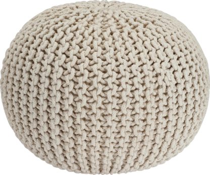 An Image of Habitat Cotton Knitted Pod Footstool - Natural
