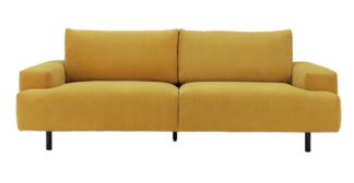 An Image of Habitat Julien 3 Seater Fabric Sofa - Yellow