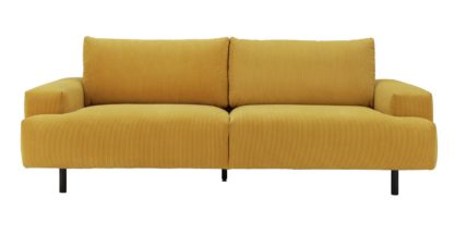 An Image of Habitat Julien 3 Seater Fabric Sofa - Yellow