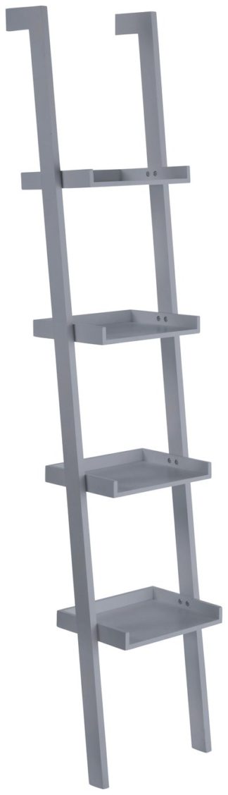 An Image of Habitat Jessie 4 Shelf Narrow Leaning Bookshelf - Grey