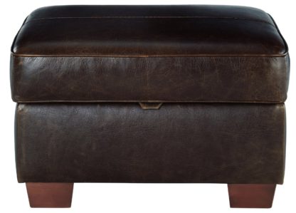 An Image of Habitat Salisbury Leather Storage Footstool - Black