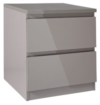 An Image of Habitat Jenson 2 Drawer Bedside Table - Grey Gloss