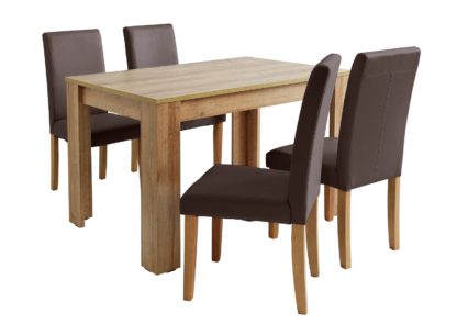 An Image of Habitat Miami Oak Effect Table & 4 Charcoal Chairs