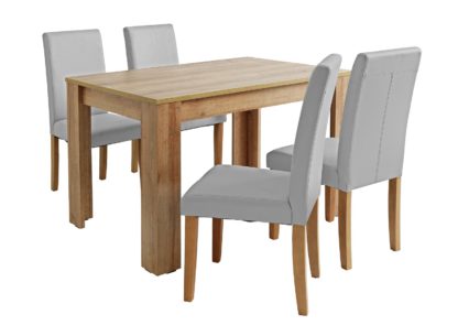 An Image of Habitat Miami Oak Effect Table & 4 Charcoal Chairs