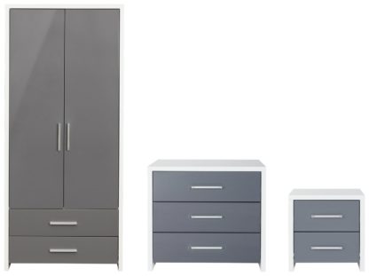 An Image of Habitat Broadway Gloss 3 Piece Wardrobe Set -Grey/ White