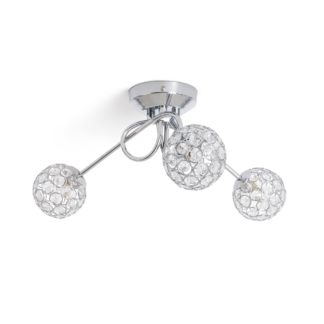 An Image of Argos Home Beaded Globes 3 Arm Ceiling Light - Metallic