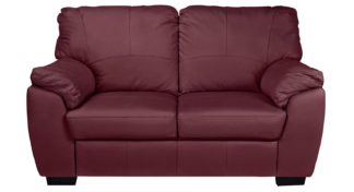 An Image of Argos Home Milano 2 Seater Leather Sofa - Burgundy