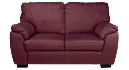 An Image of Argos Home Milano 2 Seater Leather Sofa - Burgundy