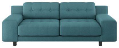 An Image of Habitat Hendricks 3 Seater Fabric Sofa - Teal